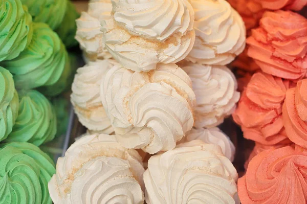 Three twirled mousse cream in italian colors — Stock Photo, Image