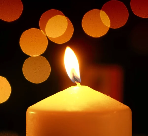 Candle Defocused Spots Christmas — Stock Photo, Image