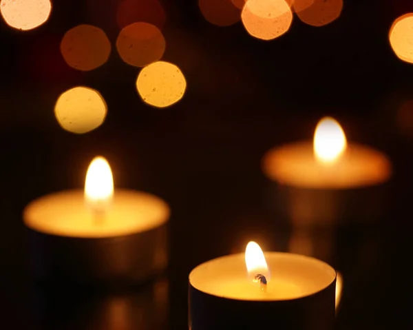 Candle Defocused Spots Christmas — Stock Photo, Image