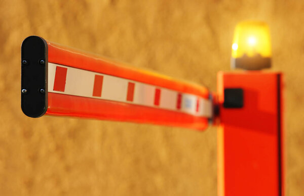 Red barrier with lamp