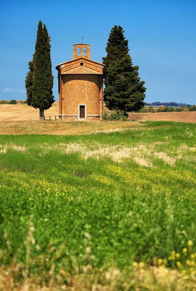 Каплиця Мадонна Vitaleta Сан Куїрико Orcia Італія Тоскана — стокове фото