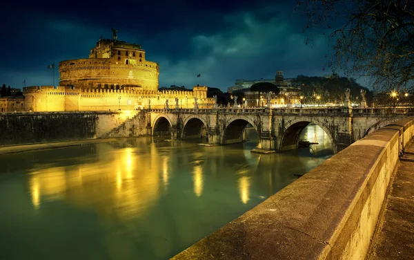 Roma Itália Mausoléu Adriano Conhecido Como Castel Sant Angelo Crepúsculo — Fotografia de Stock