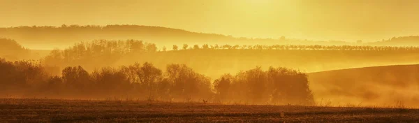 Beau Paysage Brumeux Vue Panoramique Dans Les Heures Matin — Photo