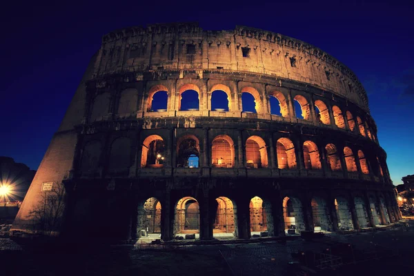 Colosseo Notte Roma Italia — Foto Stock