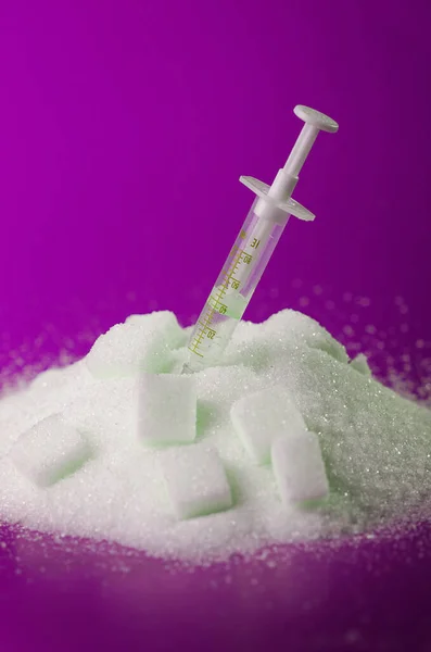 Insulin Injection White Pile Sugar — Stock Photo, Image