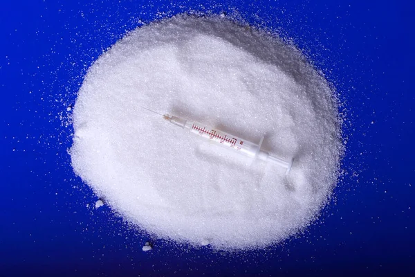 Insulin Injection White Pile Sugar — Stock Photo, Image