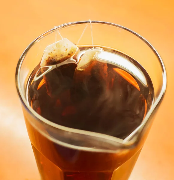 Teabag Filter Soak Hot Water — Stock Photo, Image