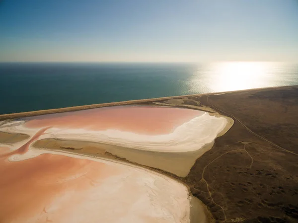 クリミア自治共和国の Koyashskoe のピンク塩の湖 — ストック写真