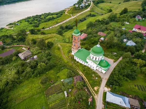 Małe miasteczko rosyjski aerial krajobraz — Zdjęcie stockowe