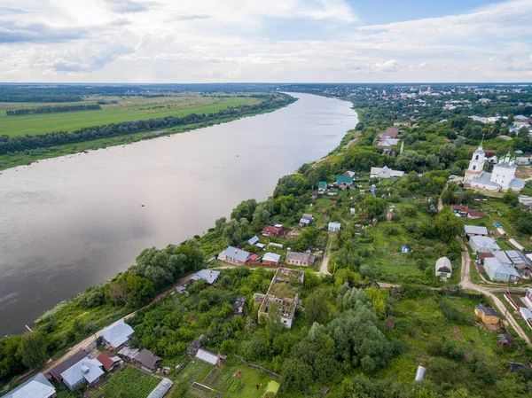 Małe miasteczko rosyjski aerial krajobraz — Zdjęcie stockowe