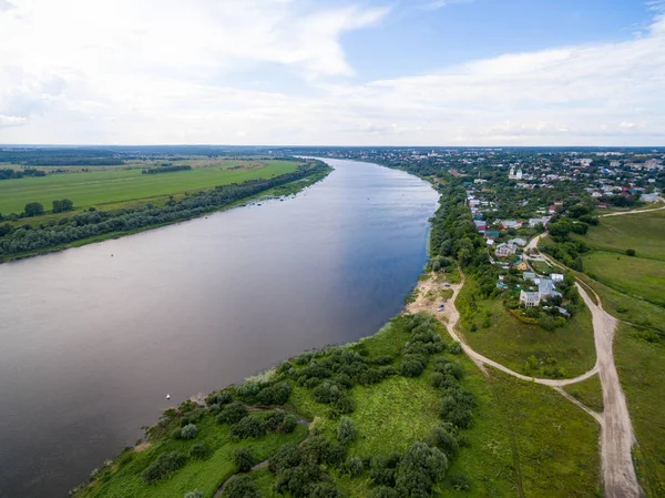 Małe miasteczko rosyjski aerial krajobraz — Zdjęcie stockowe