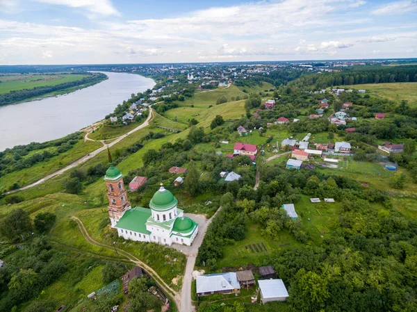 Małe miasteczko rosyjski aerial krajobraz — Zdjęcie stockowe