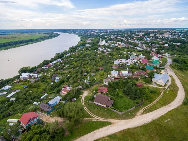 Pequena cidade russa paisagem aérea — Fotografia de Stock