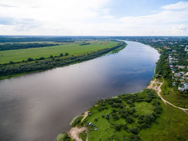 Małe miasteczko rosyjski aerial krajobraz — Zdjęcie stockowe