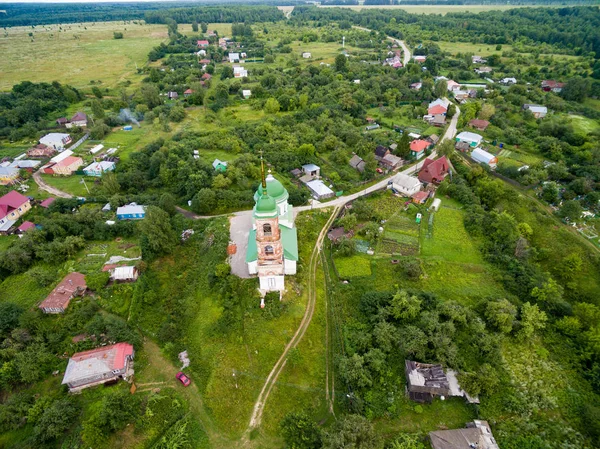 Kleine russische Stadt Luftbild — Stockfoto