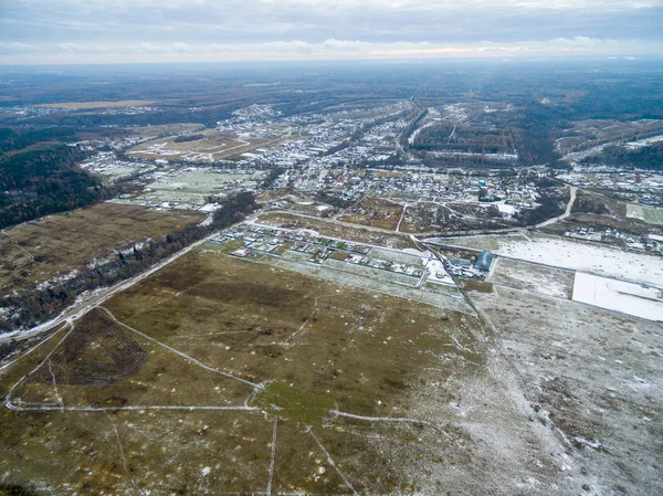 Vue aérienne de la campagne gelée — Photo