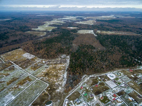 Vue aérienne de la campagne gelée — Photo