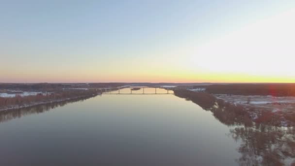 Flying over the beautiful river in high water — Stock Video