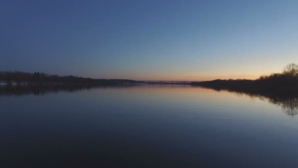 Flying over the beautiful river in high water — Stock Video