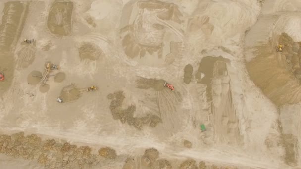 Aerial top-down view of sand quarry — Stock Video