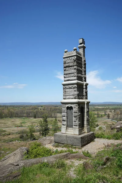 Emlékmű Gettysburgi Csatatéren Pennsylvaniai Önkéntes Gyalogezred Tiszteletére — Stock Fotó