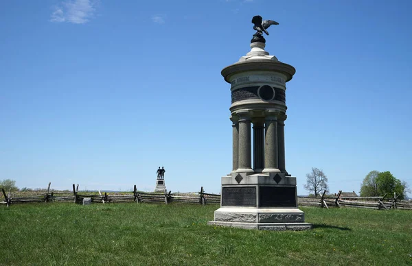 Denkmäler Auf Dem Schlachtfeld Von Gettysburg Ehren Derer Die Dienten — Stockfoto