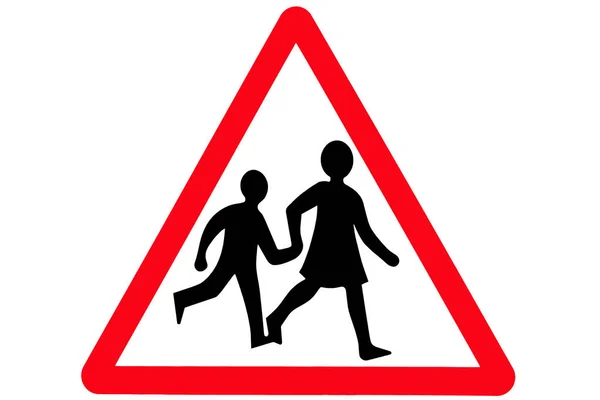 Illustration Showing Red Triangular Pedestrian Crossing Sign — Stock Photo, Image