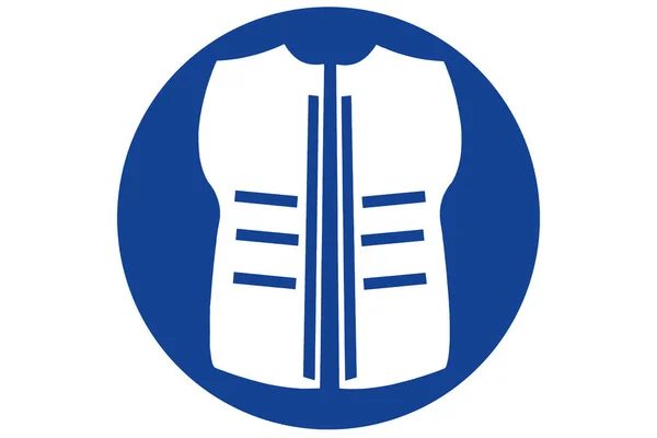 Bir görünürlük yelek veya ceket beyaz olarak gösterilen bir mavi dairesel Emanet işaret bir çizimi 