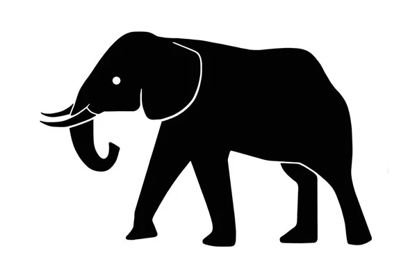 Uma Silhueta Elefante Ilustrada Preto Sobre Branco Como Clipart Para — Fotografia de Stock