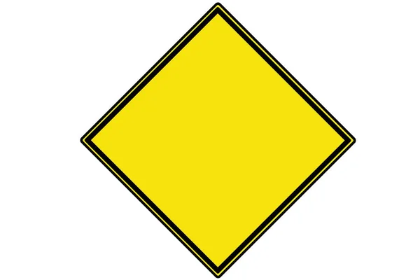 白で隔離 黒の境界線と空黄色い菱形警告サインを示す図 ストック画像