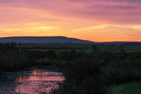 Sunset Over Pevensey Levels — Stock Photo, Image