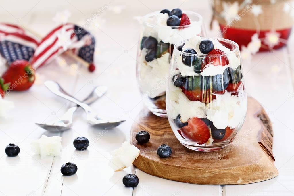 Two Blueberry Strawberry Trifles