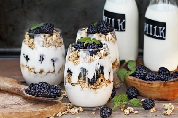 Delicioso Blackberry Parfaits — Fotografia de Stock