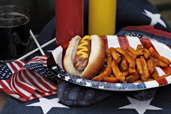 Fourth of July Hotdogs and Fries Royalty Free Stock Images