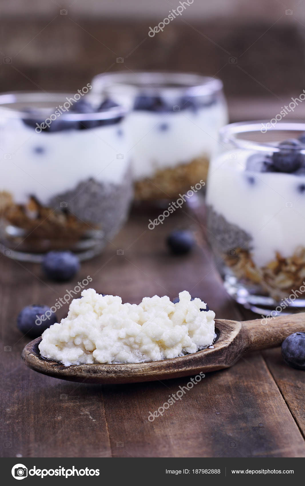 Kefir Grains and Yogurt Parfait — Stock Photo © StephanieFrey 187982888
