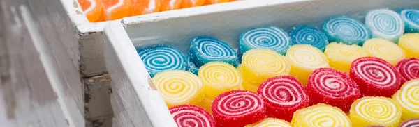 Jelly beans and rolls in the candy shop — Stock Photo, Image