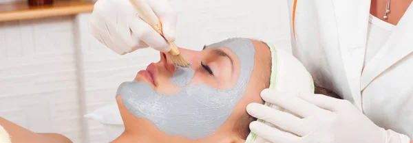 Young Woman Getting Facial Mask Beauty Spa Stock Picture