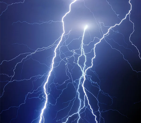 Fork lightning during night storm — Stock Photo, Image