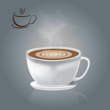 Kahve fincanı vektör çizim sıcak kahve gri arka plan