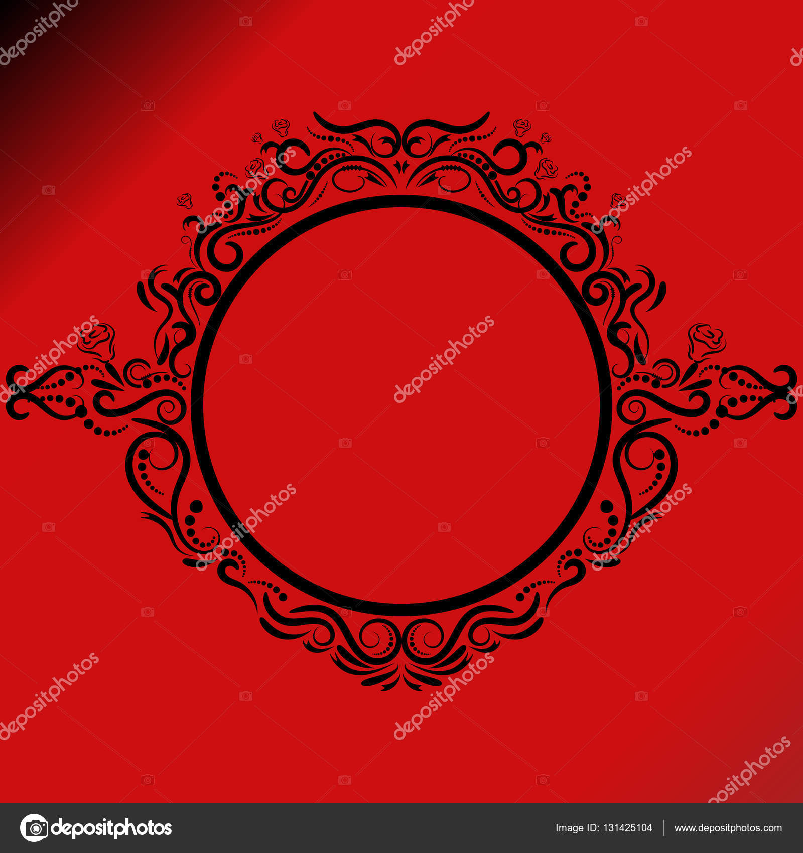 Vector Decorative Frames Retro Black Frame On Red Background Vector Decorative Frames Retro Black Frame On Red Background Stock