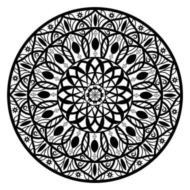 Boyama kitabı için anahat mandalalar. Dekoratif yuvarlak süsleme. meditasyon poster için arka plan. Olağandışı çiçek şekli. Oryantal vektör.