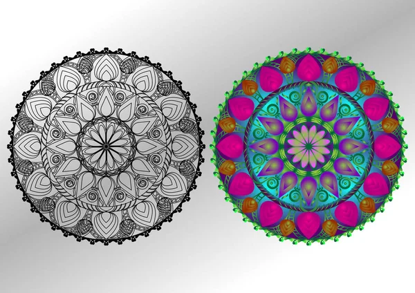 Mandalas de flores para colorear libro ornamentos redondos decorativos — Archivo Imágenes Vectoriales