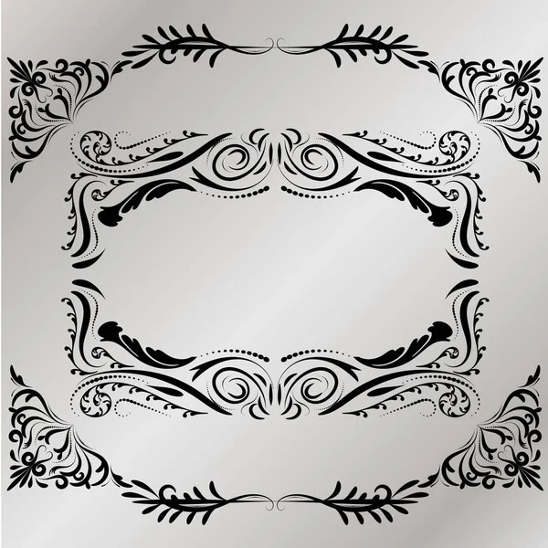 Векторные декоративные рамки ретро-векторные черные рамки на сером фоне. Элемент Premium design — стоковый вектор