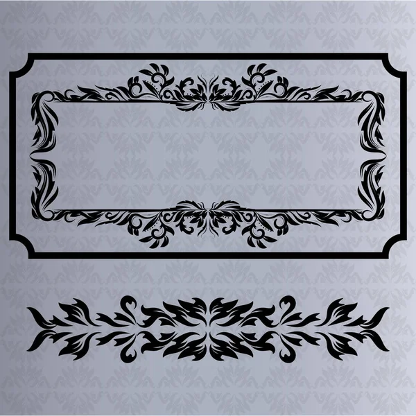 Векторные декоративные рамки ретро-векторная черная рамка на сером фоне — стоковый вектор