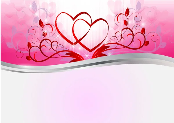 バレンタインデーのためのデザインのベクトルの要素を花の飾りと美しい心 — ストックベクタ