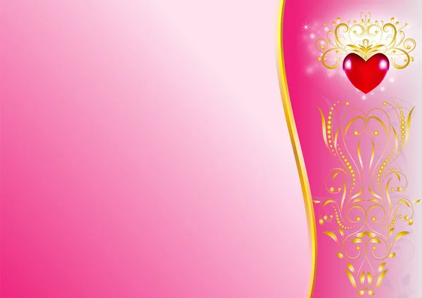 Schöne dekorative Gold und rosa Herz Hintergrund abstrakte Vektorillustration für Valentinstag — Stockvektor