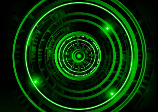 Technologie vectorielle verte et noire concept de cercle de roue — Image vectorielle
