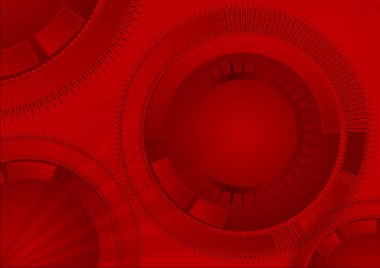 Kırmızı geometrik teknolojik altyapı daire şeklinde. Vektör soyut grafik tasarım