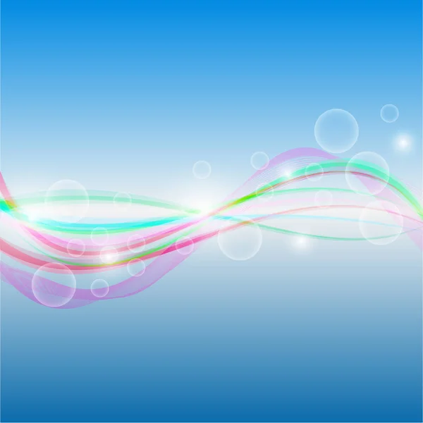 Abstract background - colorful waves and lines on blue background — Stock Vector