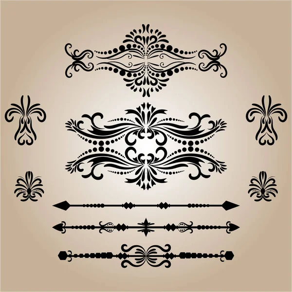 Éléments décoratifs vintage. Flourishes Calligraphic Ornaments and Frames. style rétro Design Collection — Image vectorielle